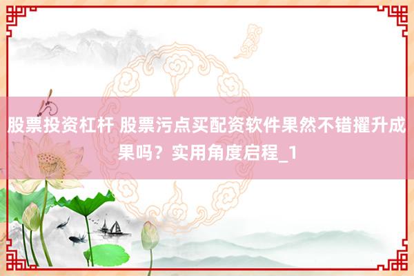 股票投资杠杆 股票污点买配资软件果然不错擢升成果吗？实用角度启程_1